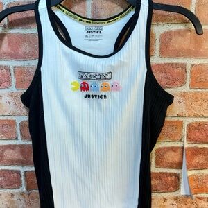 Pac-Man Justice Colorblock Ribbed Tank Top - Black & White girls sz 16-18